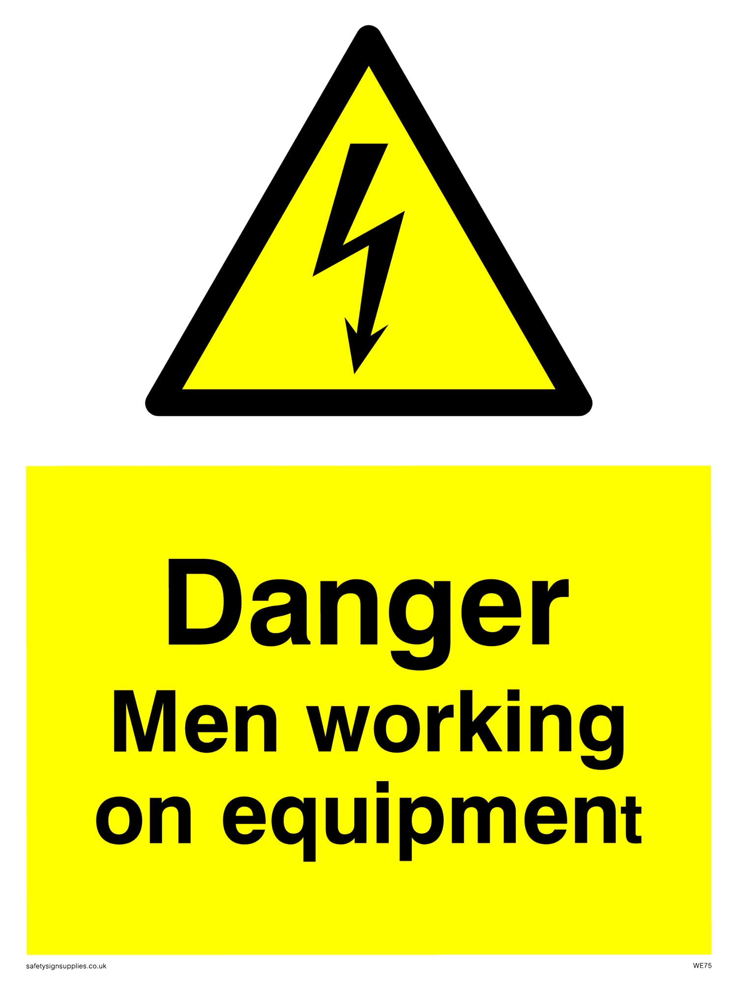 Pack of five - Danger Men Working On Equipment Sign - 150x200mm - A5P