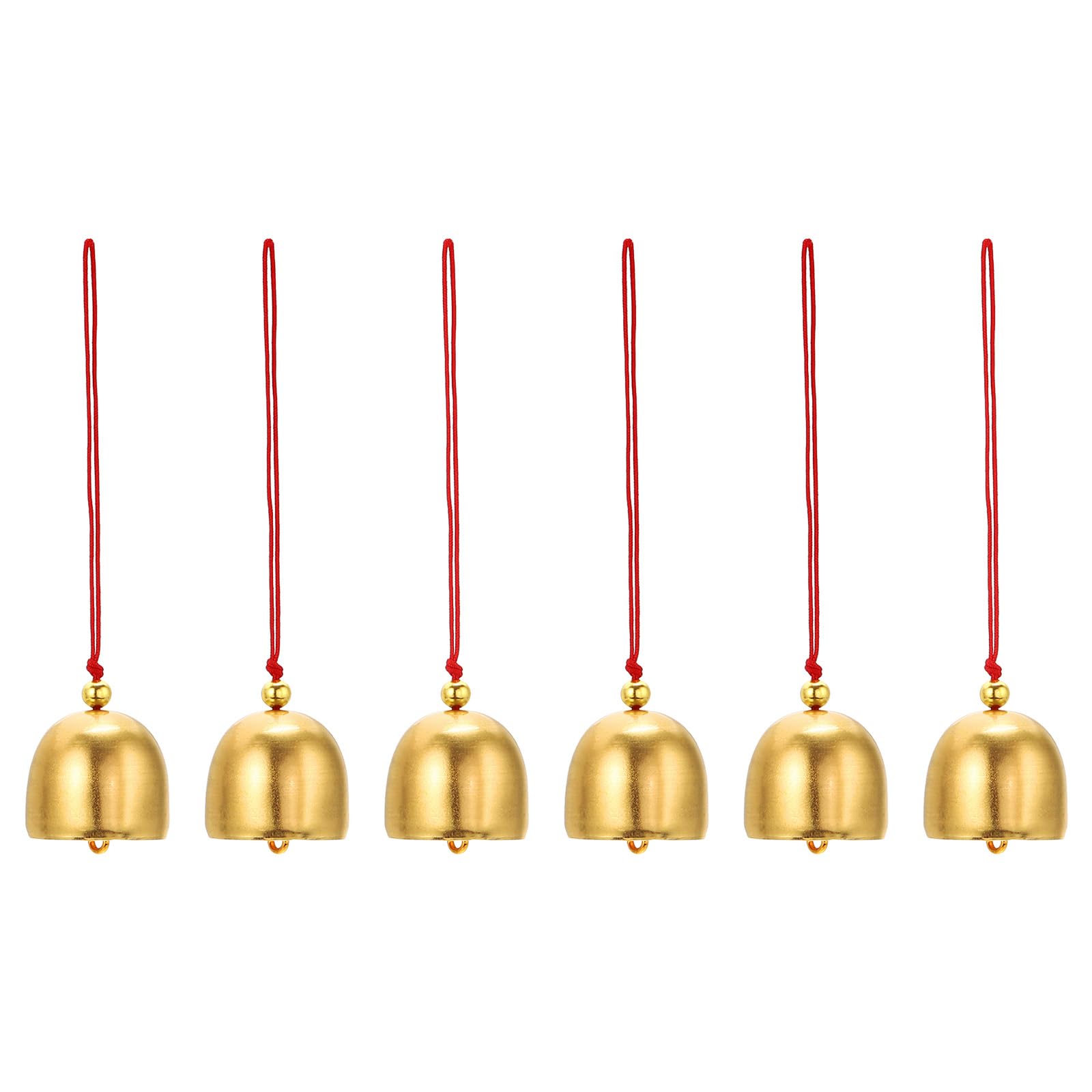 PATIKIL 6 Pcs Wind Chime, Hanging Bells Temple Bells Retro Outdoor Hanging Metal Chinese Wind Chime Round for Outside Garden Camping, Gold Red
