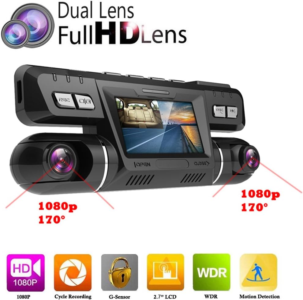 PolarLander WiFi Car DVR Video Vehicle Dash Camera Recorder Novatek 96660 Dashcam Dual Lens Full HD 1080P 170 Degree Black Box Dashboard with GPS Logger