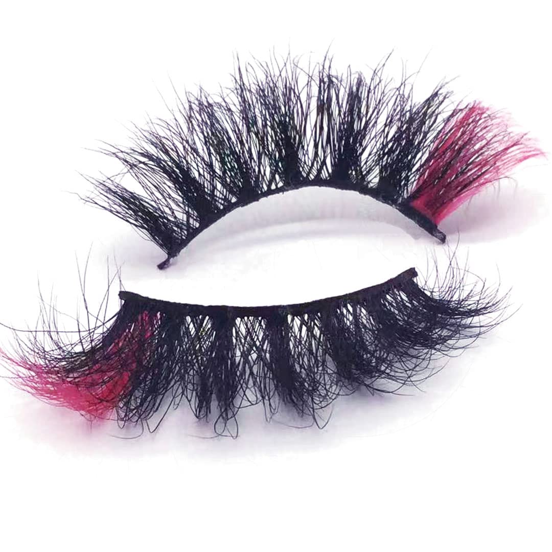 KFZR Colorful Mink Eyelashes Halloween Colored Long Dramatic False fake Eyelashes Party 25MM (71A-5C)