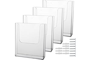 zavekia Acrylic Brochure Holder, 4 Packs 8 x 11.5 Inches Brochure Holder Wall Mount Flyer Holder Clear Literature Holders Magazine Holder,Mail Holder For Wall (8 x 11.5 in / 4 pack)
