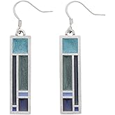 Danforth Riversong/Twilight Wire Earrings For Women – Handcrafted Pewter Art Deco Earrings – 1 ½”, Made In USA