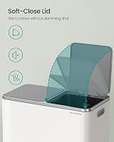 Songmics Dual Rubbish Bin 2-Compartment 40L Pedal Trash Can White Grey view 5