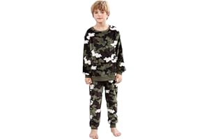 V.&GRIN Boys Fleece Pajamas, Soft Cozy Pullover Sweatshirt Pants Set for Kids 7-16 Years
