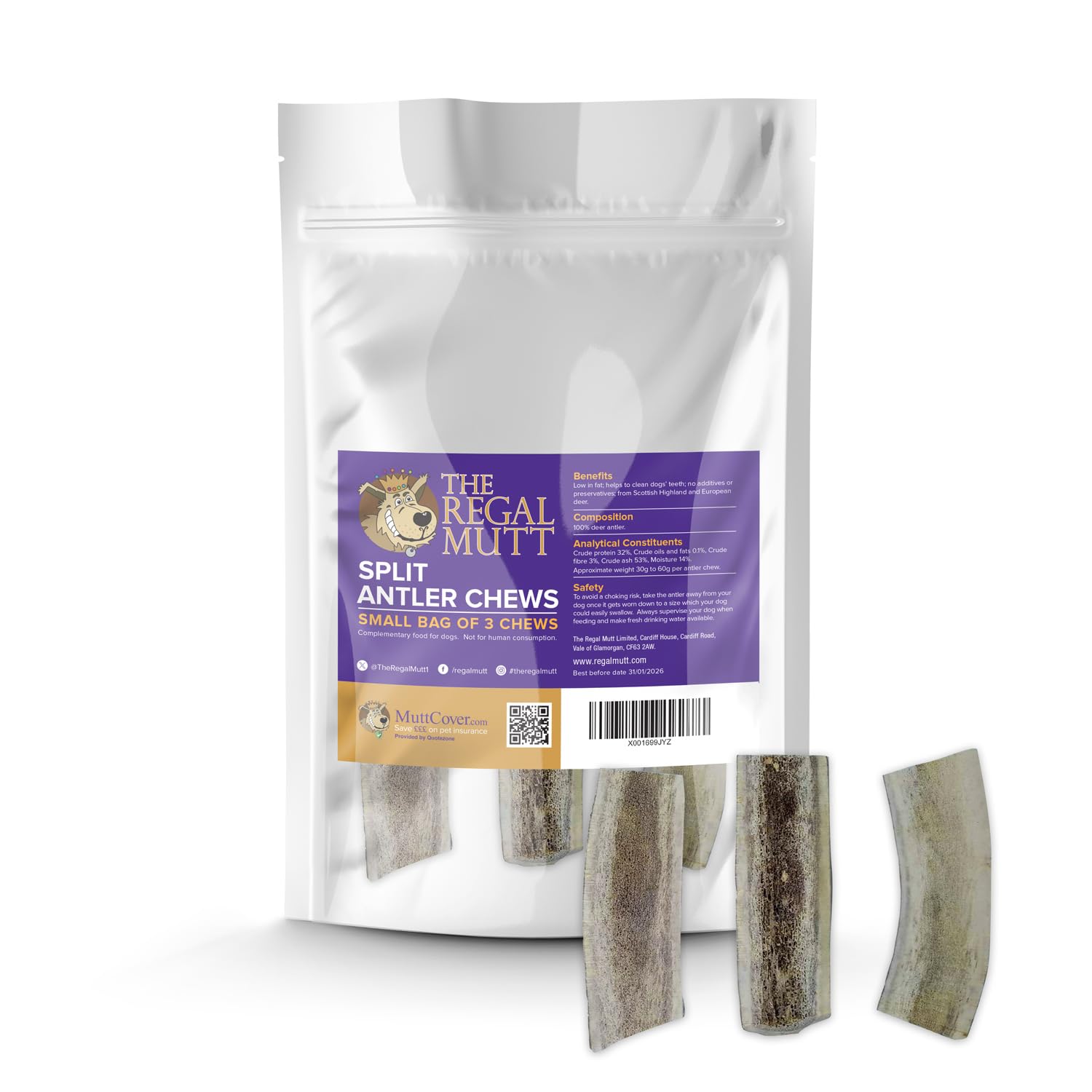 The Regal Mutt - Split Antler - Small - Bag of 3