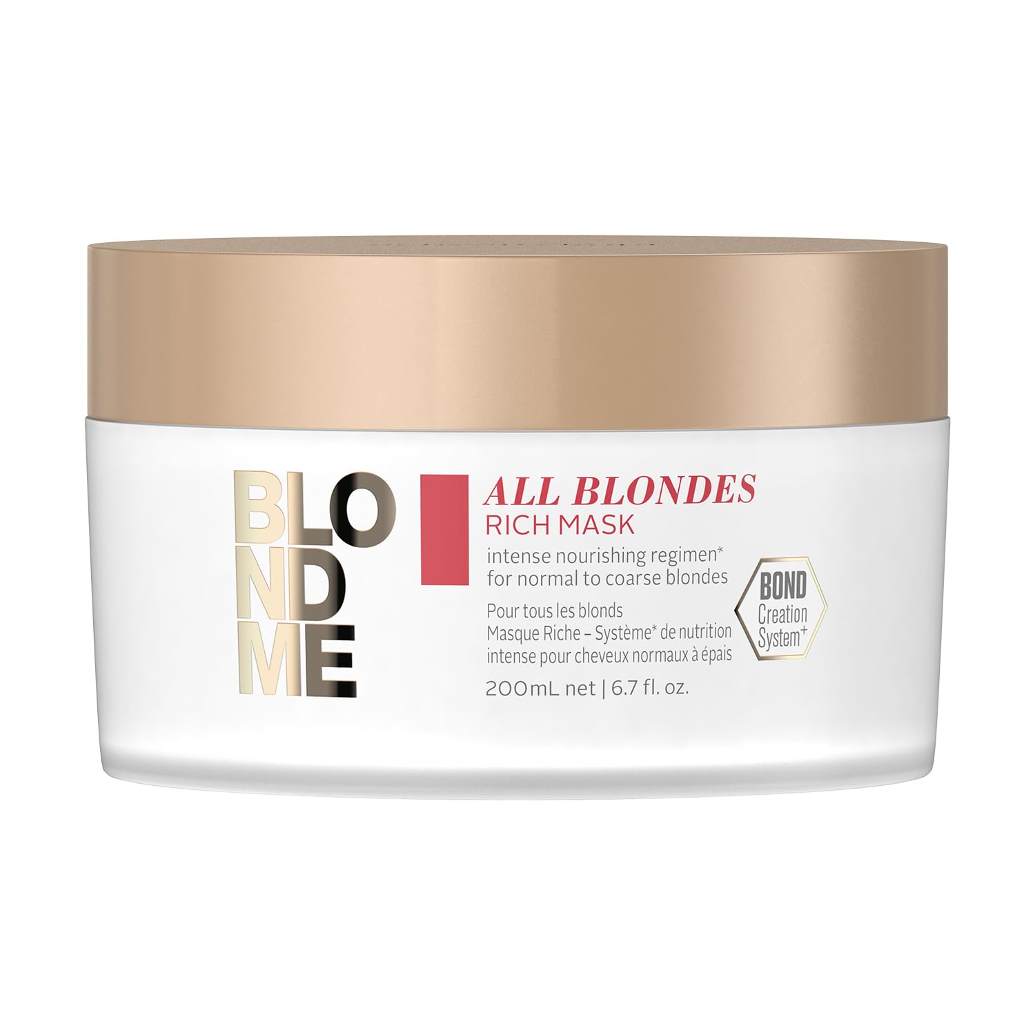 Schwarzkopf Professional BLONDME All Blondes Rich Mask For Colored Lighthened Bleached Hair 3D Bond Creation Technology Cashmere Protein Complex Smoothing Intense Nourishing Moisturizing 200 ml