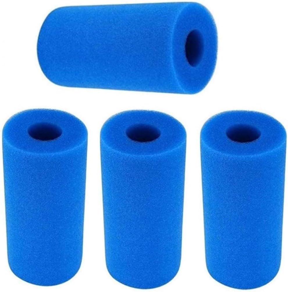 KAHEIGN 4Pcs Swimming Pool Filter, Reusable Washable Foam Hot Tub Filter Cartridge Sponge for Intex Type A (Blue)