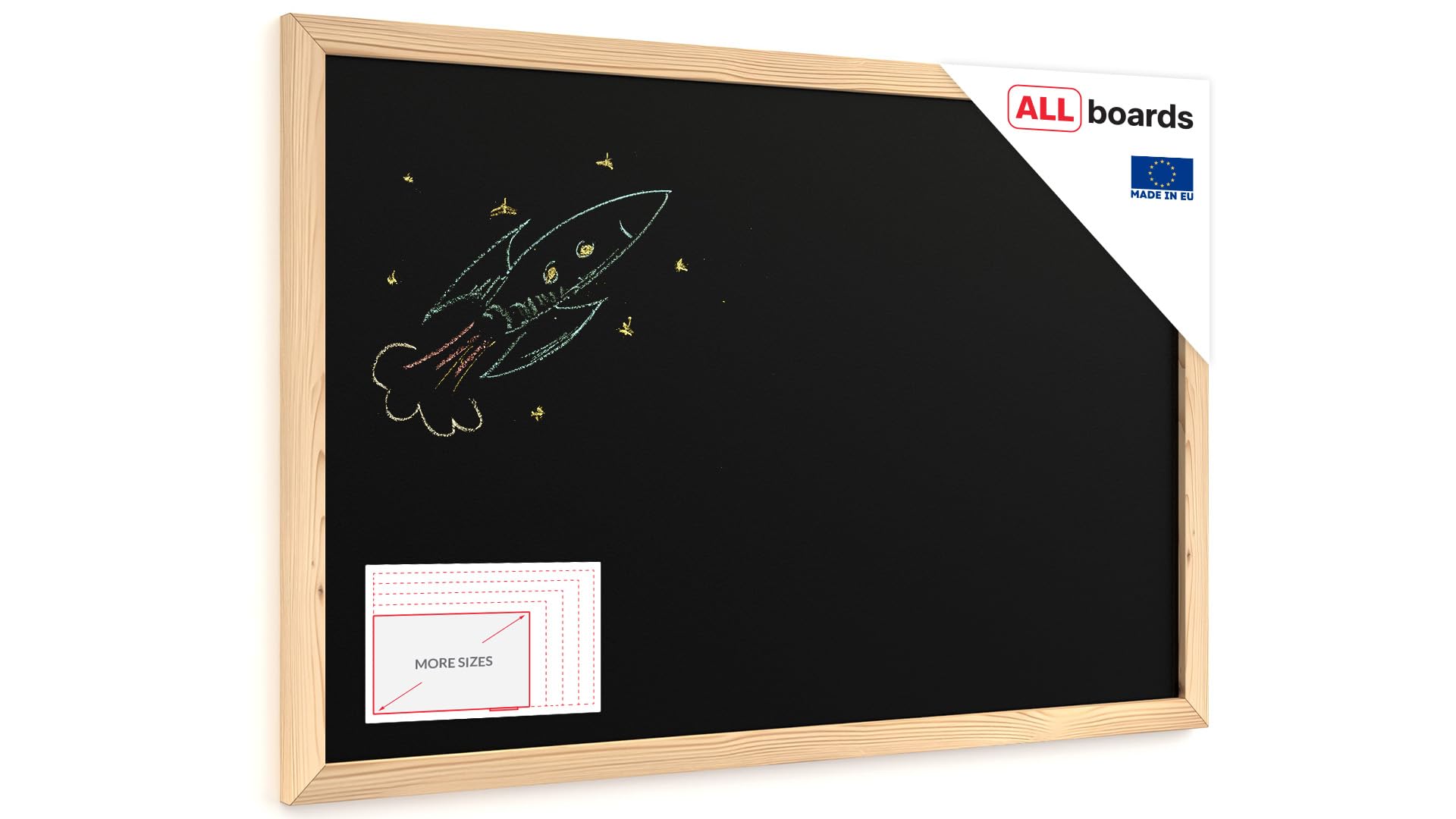ALLboards Chalkboard 60×40 cm with a Wooden Frame ECO, Chalk Writing Board
