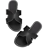 Toybdsunx Women's Flat Slide Sandals Summer Open Toe Slip On Casual Beach Slippers, Wide Widths Available 5-11
