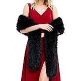 RainFlowwer Women's Faux Fur Collar Scarf Wrap, Warm Scarf Wrap Stole Shawl Shrug Neck Warmer for Winter