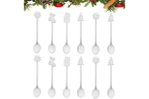 IMIKEYA 12 Pcs Christmas Coffee Spoons: 5inch Stainless Steel Holiday Mixing Serving Spoons for Dessert Hot Chocolate Small T