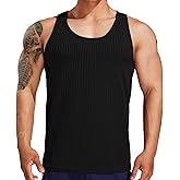UK loees Men's Tank Tops Workout Sleeveless Muscle T Shirts Ribbed Knit Gym Training Athletic Fitness Tee