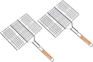 Schramm 2 Stück Grillkorb Basket Barbecue Korb 35x24cm Fischgrillkorb Fischbräter Grillbesteck Grill Gemüsekorb Grillrost
