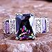 Psiroy 925 Sterling Silver Plated Emerald Cut Simulated Rainbow Topaz Wide Band Engagement Ring Size 7