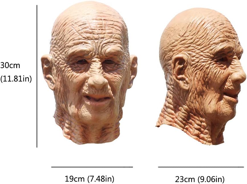 PartyHop - Old Man Mask - Realistic Halloween Latex Human Wrinkle Face Mask, Mixed Colors, Men: One Size - Image 4