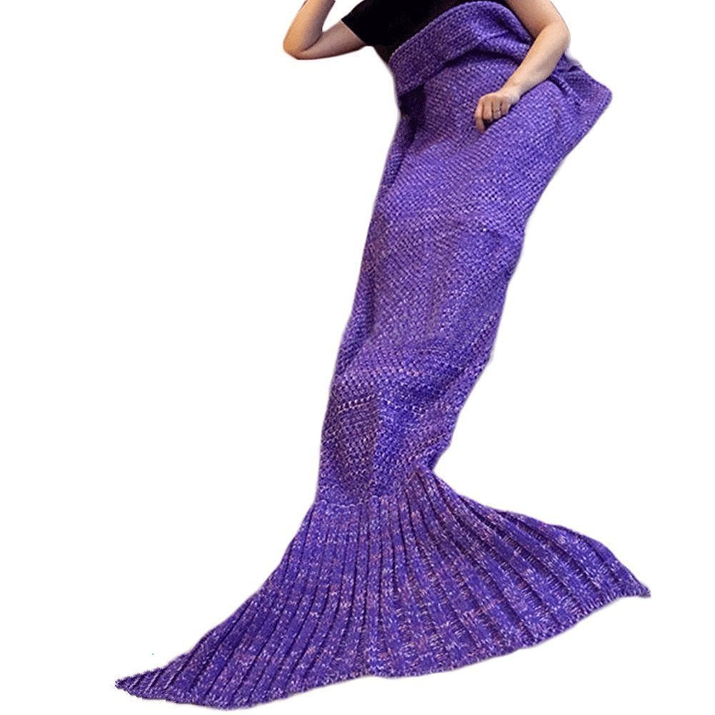 Hughapy Christmas Soft Mermaid Tail Blanket Handmade Living Room Sleeping Blanket For Kids Adult ( 71