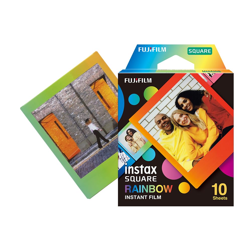 instax SQUARE instant film Rainbow border, 10 shot pack, suitable for all instax SQUARE cameras and printers