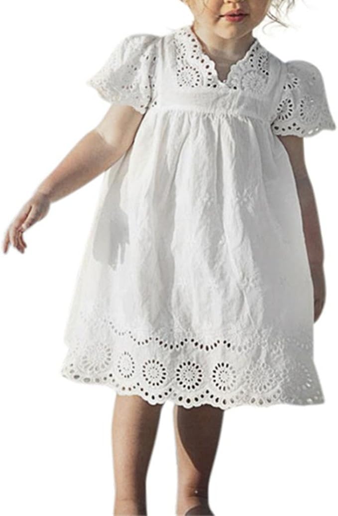 Bekleidung Longra Baby Kinder Madchen Blumendruck Spitze Kleid Prinzessin Hohle Kleid Weisses Blusekleid Kleidung Sundress 2 6jahre Amazon De Bekleidung