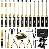 GLOBACT RC Tool Kit RC Screwdriver Kit, RC Car Stand, RC Hex Driver Set, RC Pliers Set, Screws Tray, Wrench, Body Reamer for 1/8 1/10 Slash Axial Arrma Redcat Losi RC Repair Tool Box Set-26Pcs