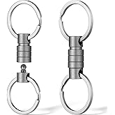 FEGVE Titanium Quick Release Keychain, Small Detachable Swivel Keychain Accessories with 4 Key Rings for Bag, Belt & Car-(Anti-fall/Grey-2pcs)