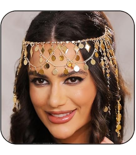 Amazon.com : Girls Belly Dance Hair Hoop Indian Gold Plated Dance