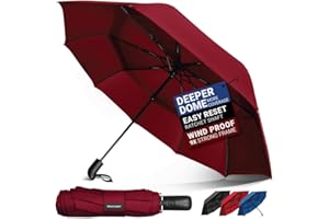Prostorm Vented Travel Umbrella | Strong Compact Windproof Umbrella | Top Pick by Wirecutter 2025 | Deep Dome Coverage | Auto Open/Close | Portable Pop Up with Large Coverage | Fits Car & Backpack