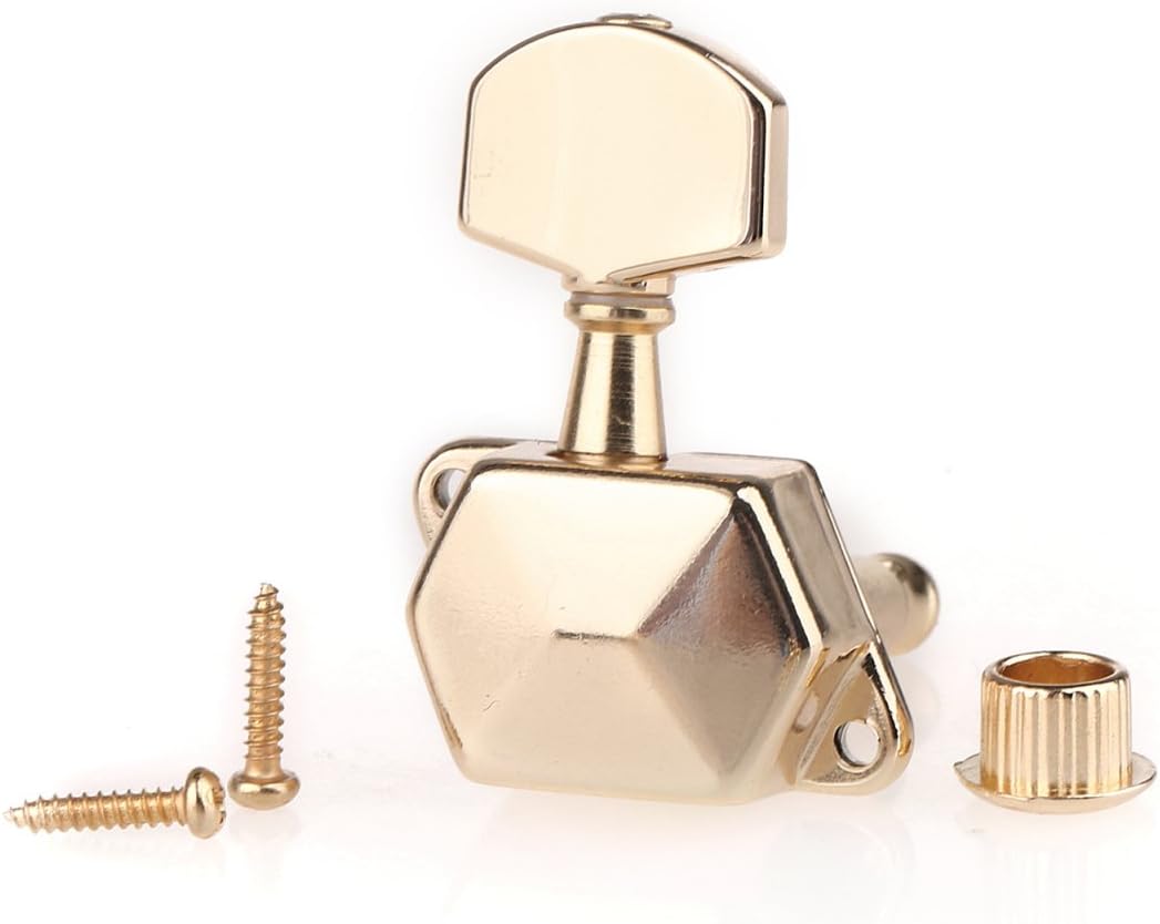 Musiclily Pro 6 in Line Guitar Semi Closed Tuners Machine Heads Tuning Pegs Keys Set for Electric Guitar Gold - Image 4