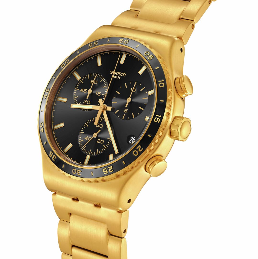 Swatch I New Chrono Unisex Watch Casual Plastic Yellow Quartz Waterproof in The Black