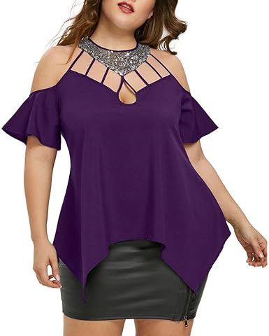 purple sequin top plus size
