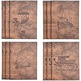 Antner 12 Pack Pocket Notebooks 4.7" x 3.4" Lined Pages,Retro Carriage and Sailing Designs Stationery Notepad