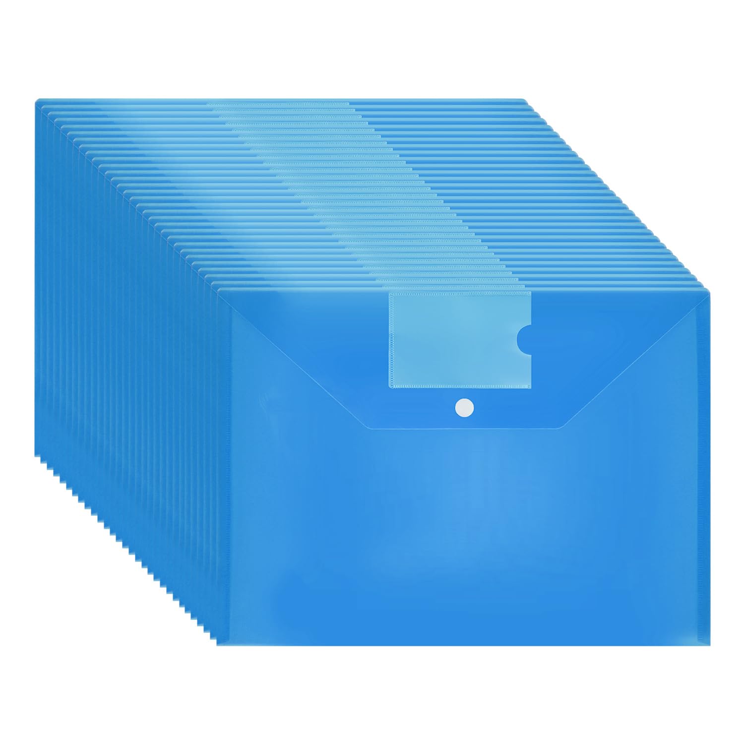 Plastic Wallets A4 Document Folders for Paperwork A4 Document Wallets Popper Wallet with Button Closure (Blue), 30 Pack