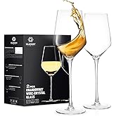 GLASKEY White Wine Glasses Set of 2,Hand Blown Crystal Wine Glass,15oz Long Stem Chardonnay Wine Glass for Red and White,Best Gift for Daily Use,Christmas,Wedding,Anniversary or Birthday