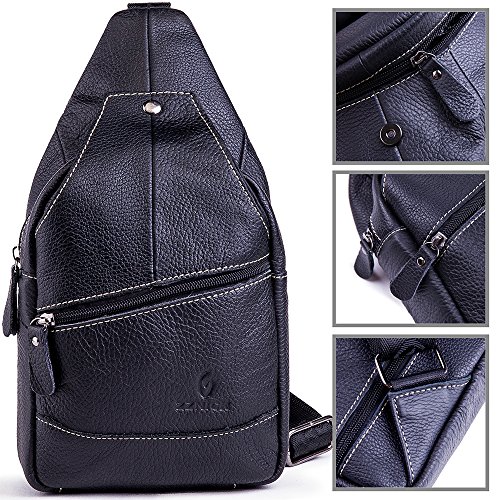 Genuine Leather Shoulder Sling Backpack Bag Unisex Outdoor Crossbody