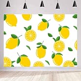 Fruit World Backdrop Yellow Lemon Green Leaves Photography Background | Summer Fruit Shop Themed Party Photo Booth Backdrop