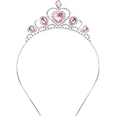 KICOSY Pink Heart Tiara for Girls Queen of Hearts Crown Tiara Headband Princess Headbands for Girls Crystal Toddler Crown for Birthday Prom Pageant Cosplay Party
