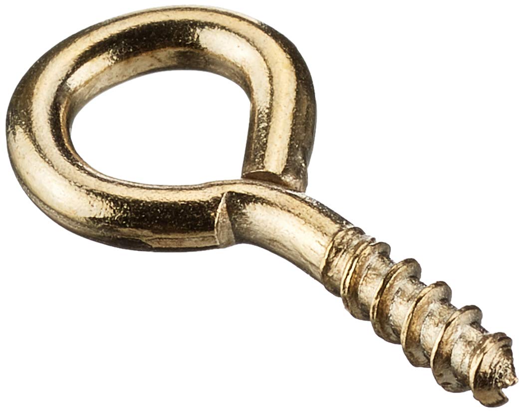 Merriway BH02309 (30 Pcs) EB Picture Mirror Frame Screw-In Eye, 12mm (1/2 inch) Brass Plated - Pack of 30 Pieces
