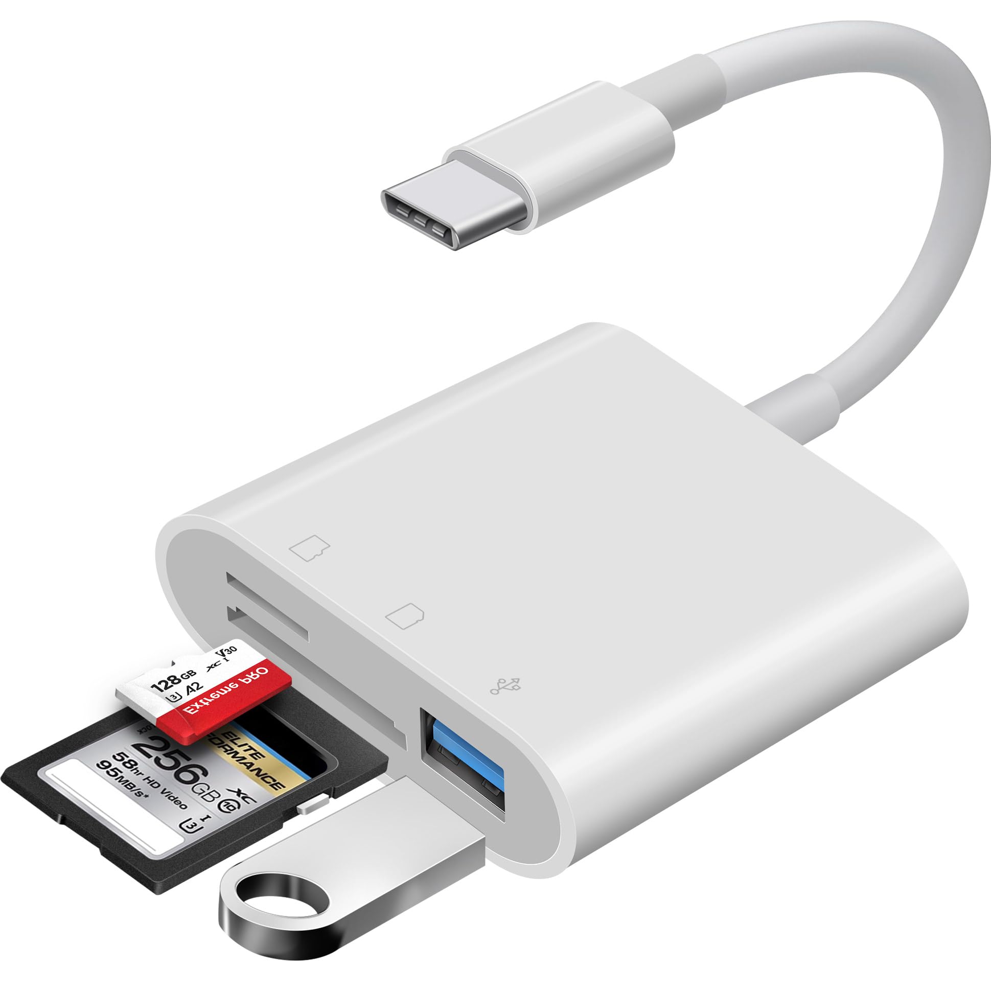 WNXSLOAD 3-in-1 USB C to Micro SD Card Reader - Compatible with MacBook Pro/Air, iPad Pro, iPhone and More USB C Devices