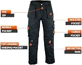 WrightFits Men Pro-11 Work Trousers Black Heavy Duty Cargo Pants 30W-31L view 3