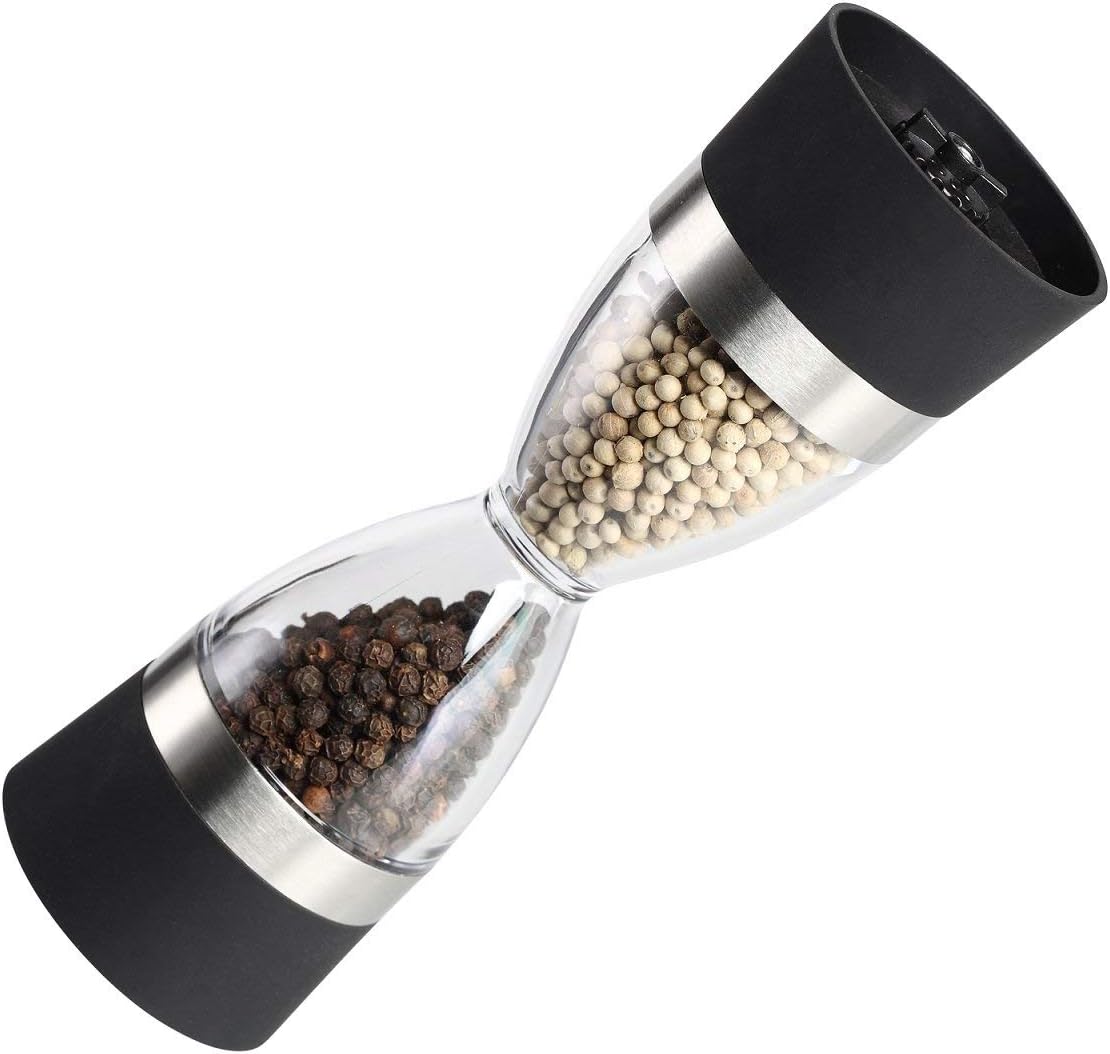 Salt and Pepper Grinder Yumsur Pepper Mill Pepper Grinder Ceramic Salt Grinder Adjustable Salt Mill Grinder Pepper Mill Steel Healthy Material Plastic Stainless Steel Grinding Kitchen Set 2 in 1