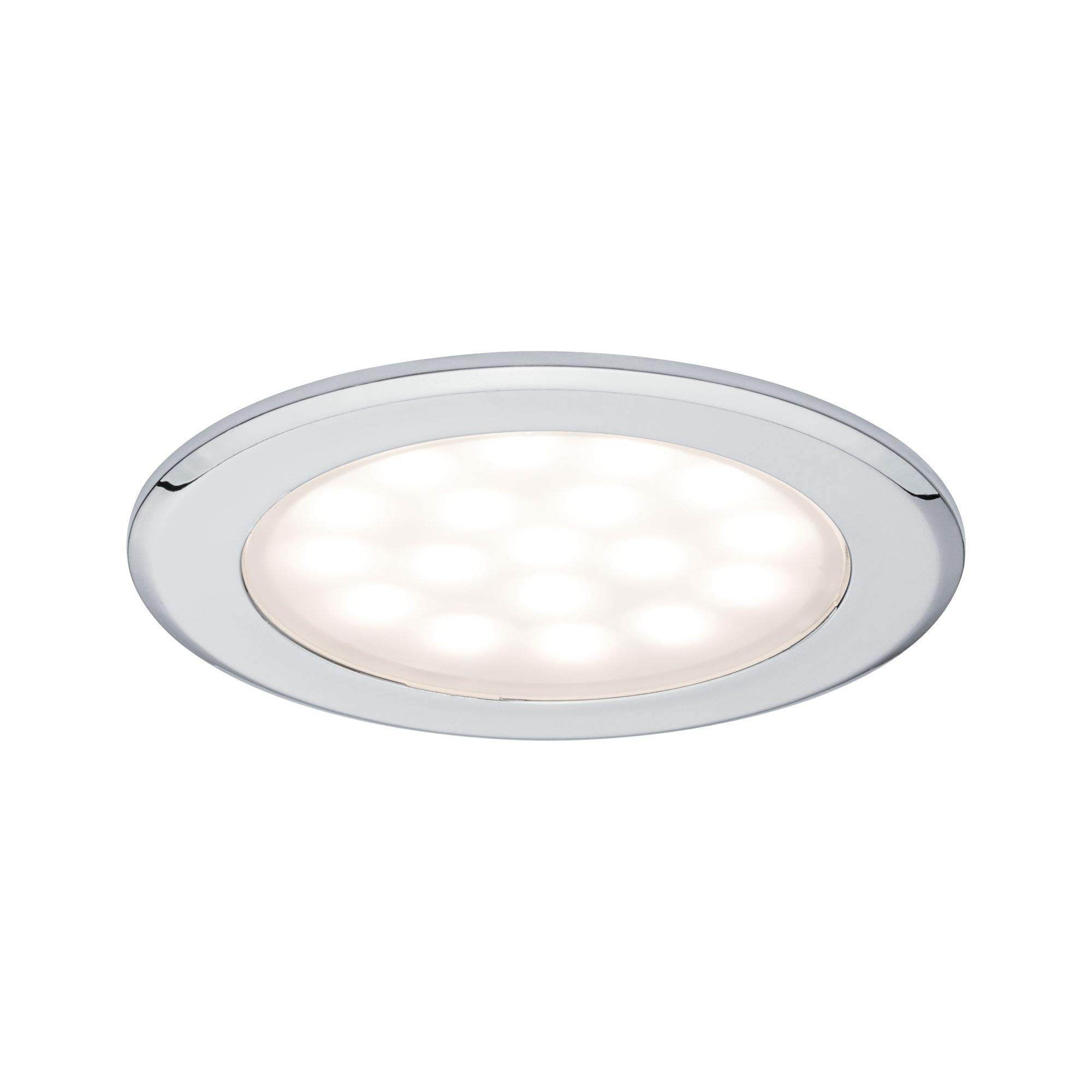 Paulmann 99920 LED Furniture luminaire recessed luminaire Round incl. 2x2.5 watt Cabinet luminaire Chrome Cabinet Light Aluminium, Plastic Kitchen lamp 3000 K