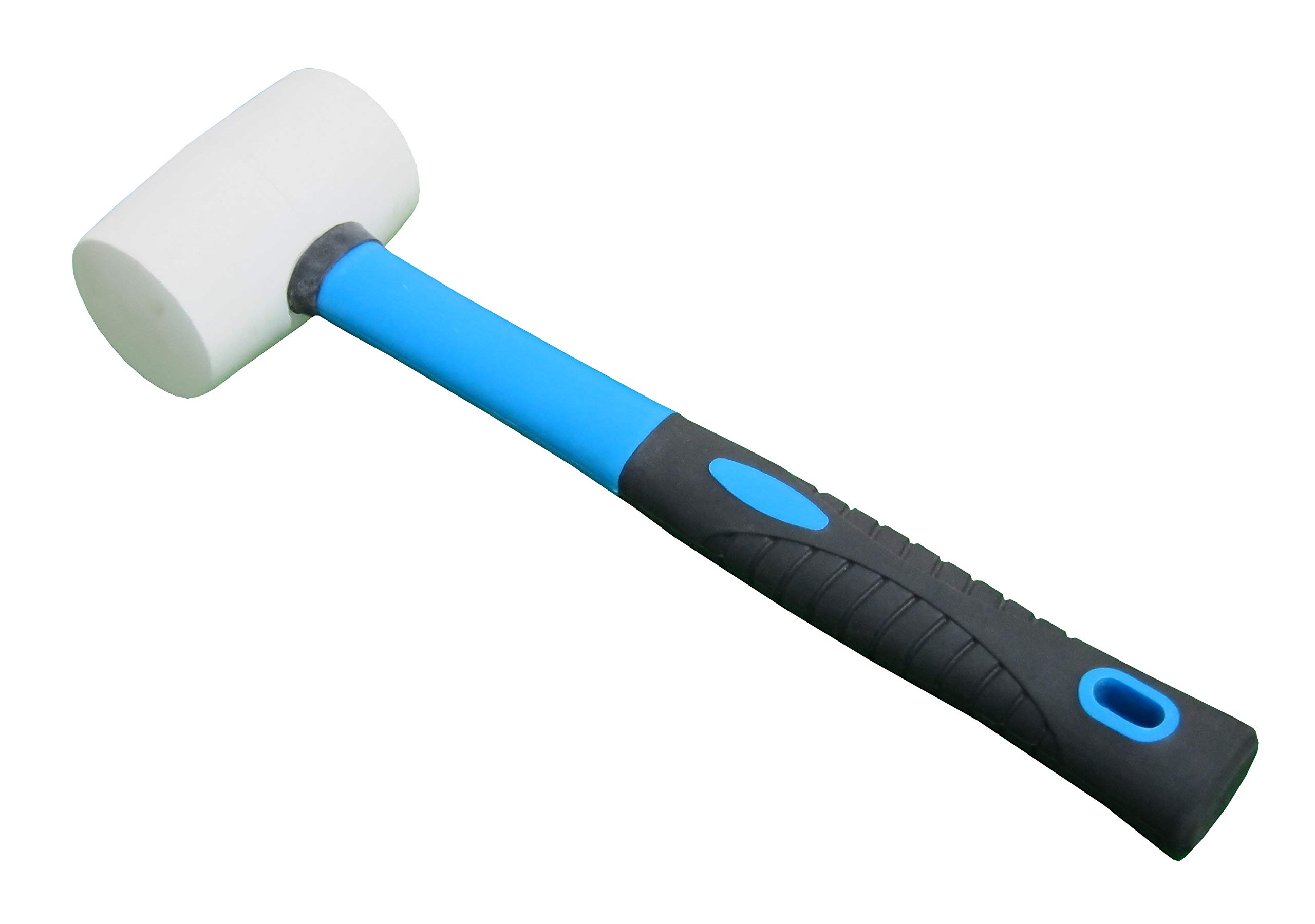 8-Ounces White Solid Rubber Mallet, Fiberglass Handle with Soft Rubber Grip, Total Weight 0.88LB, Non Marking Hammer (8oz)