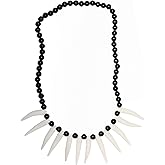 Skeleteen Caveman Bone Costume Necklace - African Jungle Tribal Necklace with Fake Teeth and Bones Accessories for Costumes for Adults and Kids