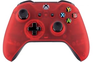 eXtremeRate Foggy Clear Red Soft Touch Front Housing Shell Case, Comfortable Replacement Kit Faceplate Cover for Xbox One S &