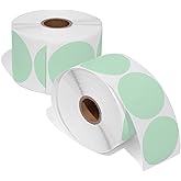 Spartan Industrial - 2" Round Direct Thermal Green Labels (2 Rolls, 750/Roll) Perforated Custom Circle Logo Stickers - Compatible with Rollo, Zebra, MUNBYN Desktop Printers