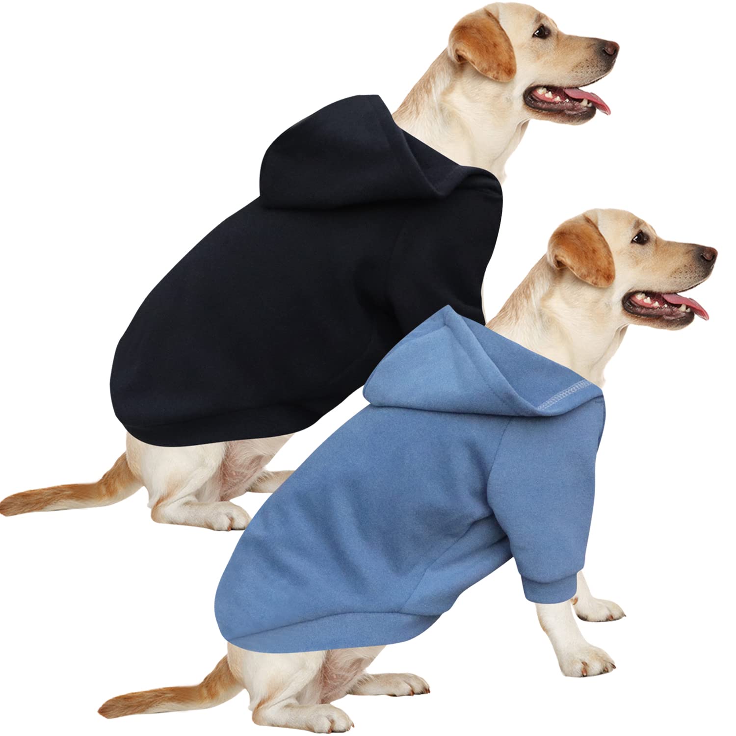 HuaLiSiJi Dog Hoodie Dog Sweatshirt Warm and Lightweight, With a Soft Texture, Elasticity Easy to Wear and Bright Colors (‎2PCS Black+Haze Blue, 5XL)