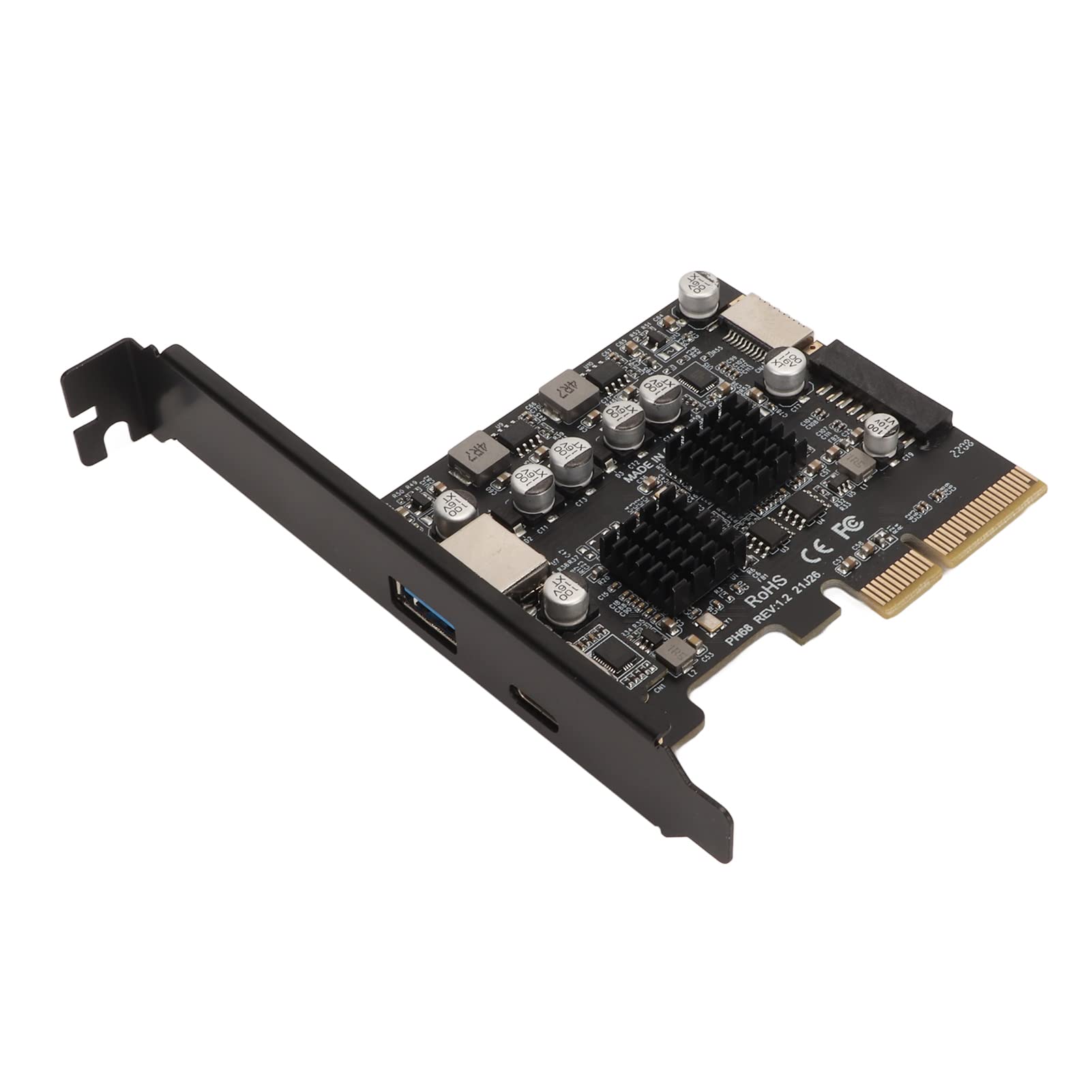 PCIe to USB 3.2 GEN2 Card, PCIe 3.0 to USB A+USB C+Front Type E+19/20PIN Expansion Card, 10Gbps High Speed USB C PCIe Card for Desktop Computer