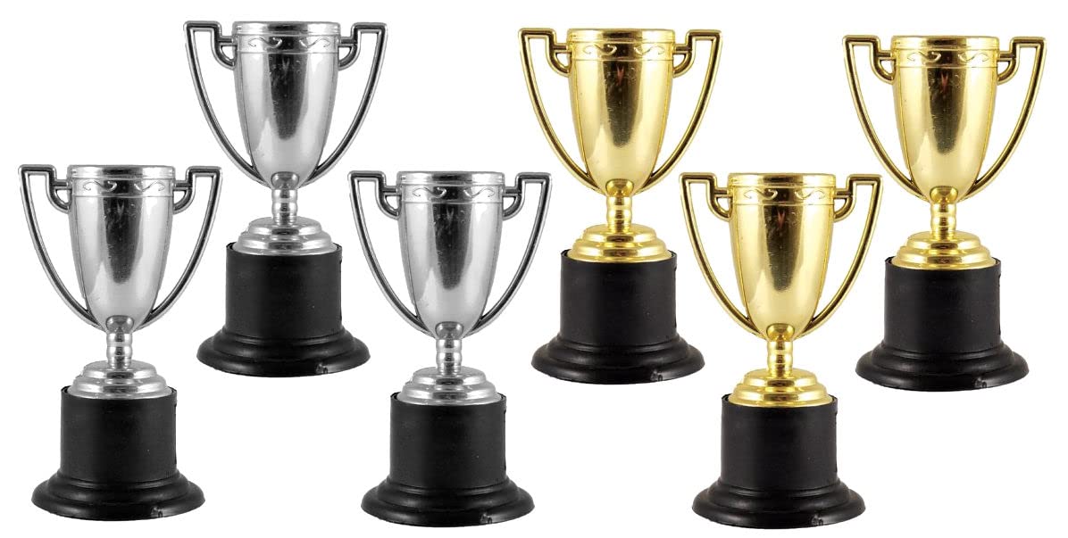 Mini Plastic Trophy 10cm 12/Box Gold/Silver