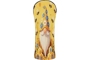 Honey Bee on Funny Gnome Golf Club Cover Set Headcover with Interchangeable No. Tags for Woods and Driver Fairway Hybrid