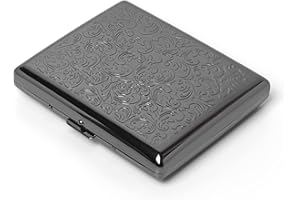 EYIDADAE Stylish Design Retro Metal Cigarette Case -Double Sided Spring Clip Open Cigarette,Pocket Holder Credit Card Holder Protective Security Wallet for Men and Women,Holds 20 100mm. (Vine Gun Black)