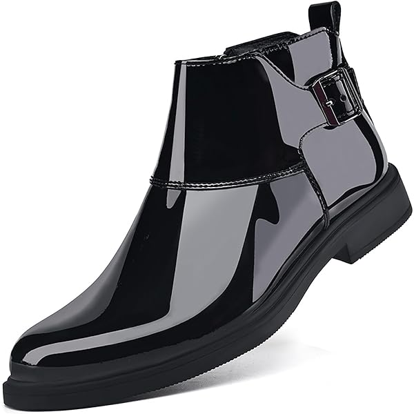 Amazon.com | Men's Patent Leather Dress Oxfords Boots Fashion Pointed Toe  Lace Up Side Zipper Shiny Ankle Boots Classic Luxury High Top Business  Formal Derby Shoes (Black,5.5)